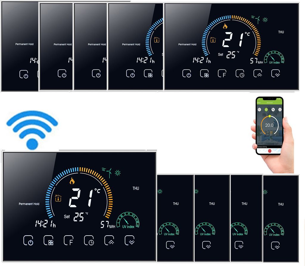 10X WiFi Digital LCD Raumthermostat Thermostat für 5A Wassererwärmung Fußbodenheizung Sprach-APP-Steuerung Programmierbarer Kompatibel mit Amazo...