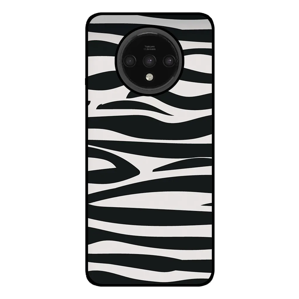 Custodia OnePlus 7T Smartphonica Zebrata Bianco Nero - Cover TPU Antiurto