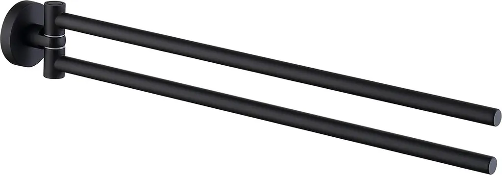 Porte-serviettes double pivotant pour petite salle de bain, inox noir mat