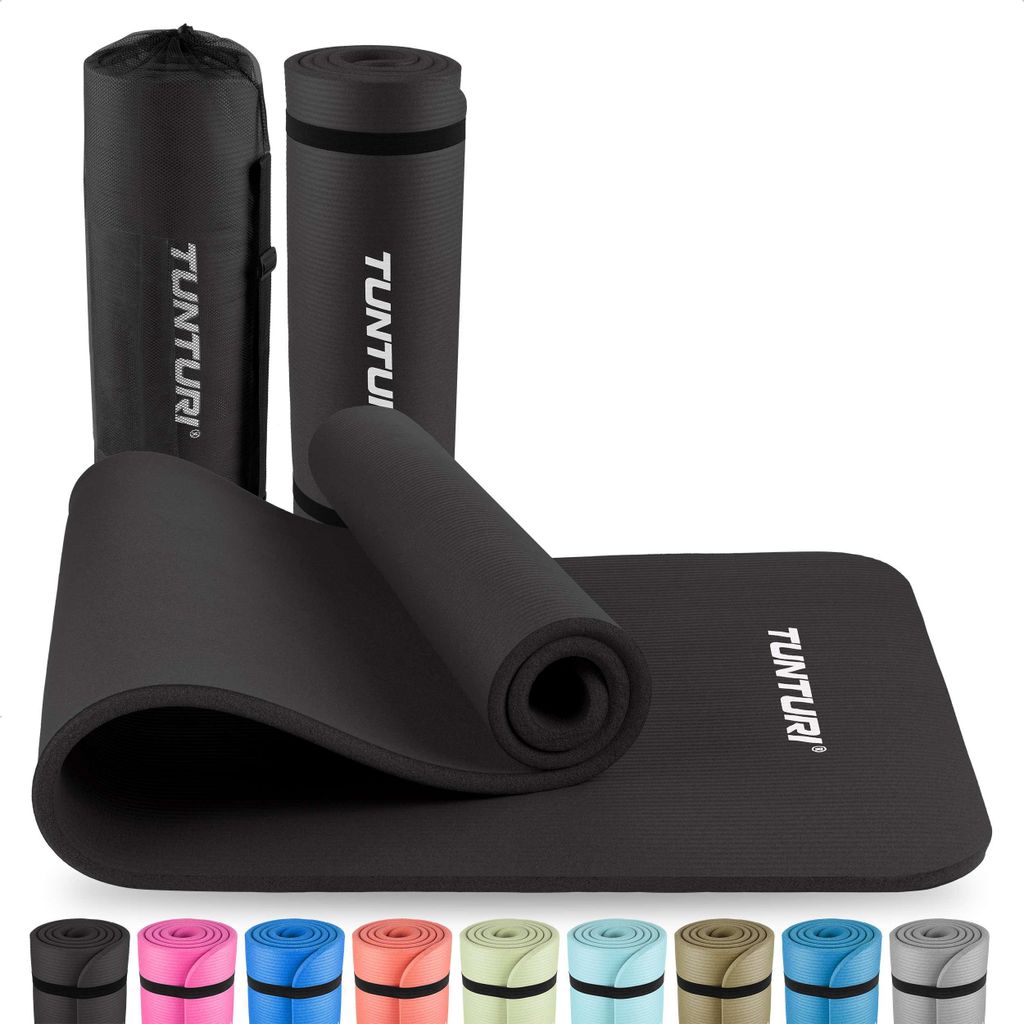 Tunturi Dicke NBRmatte 15mm - Rutschfest Gymnastikmatte - Mit Tragetasche - Für Yoga und Pilates - Sportmatte 180x60x1,5cm -Schadstofffrij - Beson...