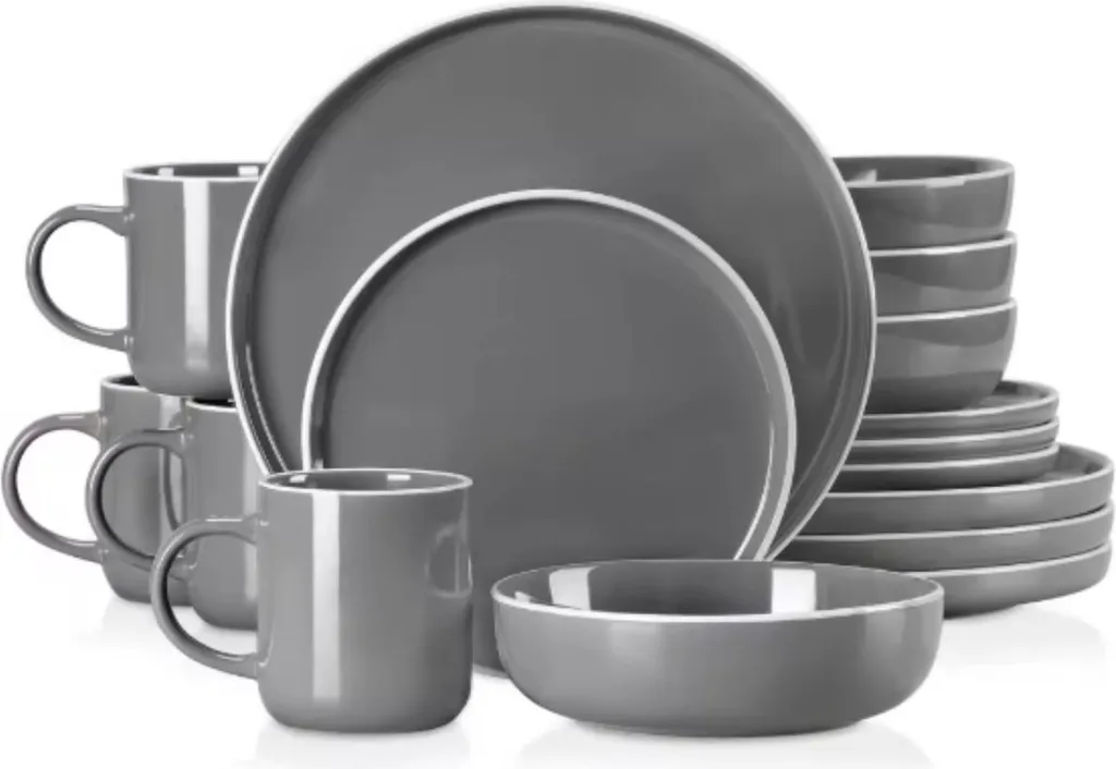 Servizio Piatti Castella Grigio in Ceramica - Set 6 Pezzi per 4 Persone