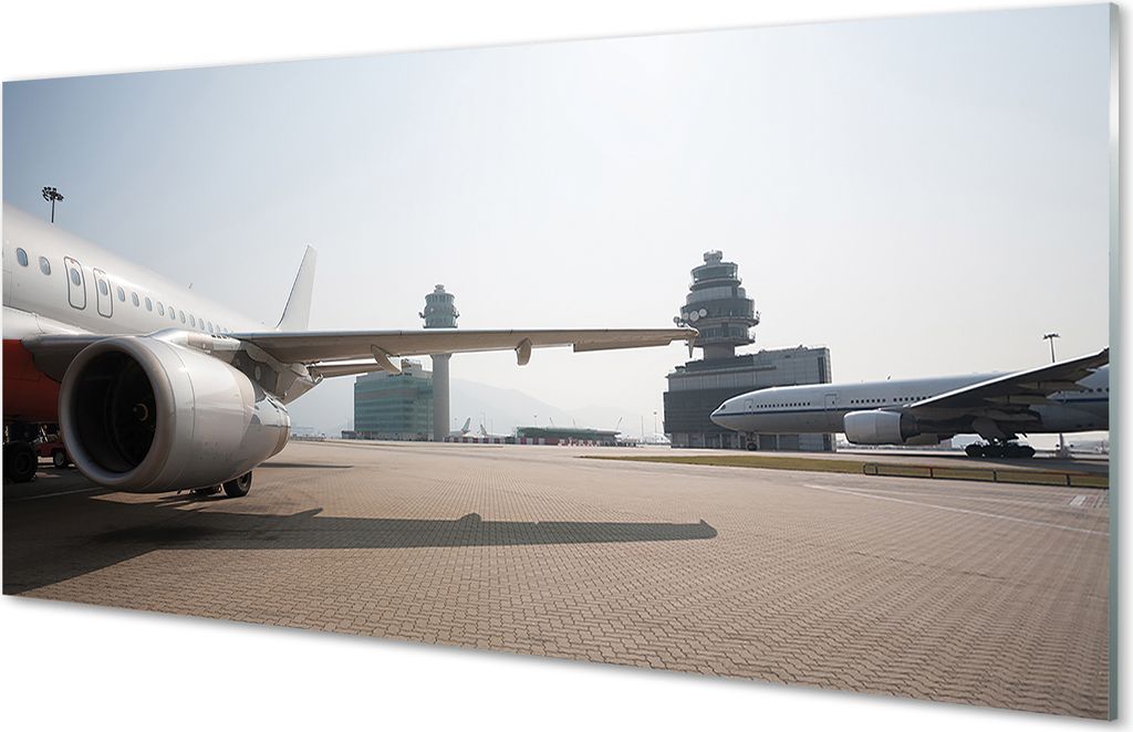 Spritzschutz 100x50 Wandkunst Flugzeug Flughafen Himmel Gebäude