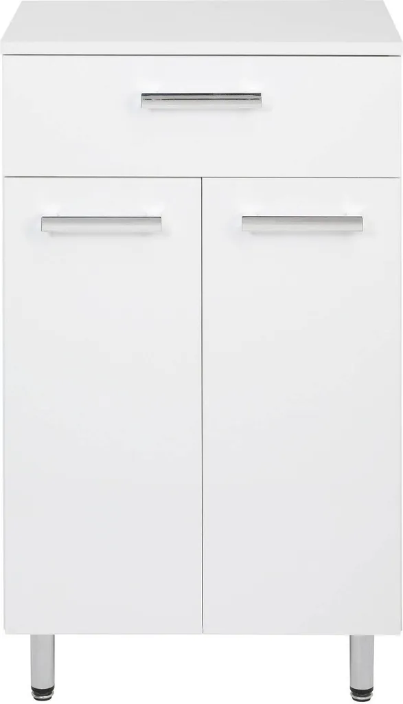 Commode Astor Lupo Blanc brillant 49,7x35,2x84cm MDF à 2 portes