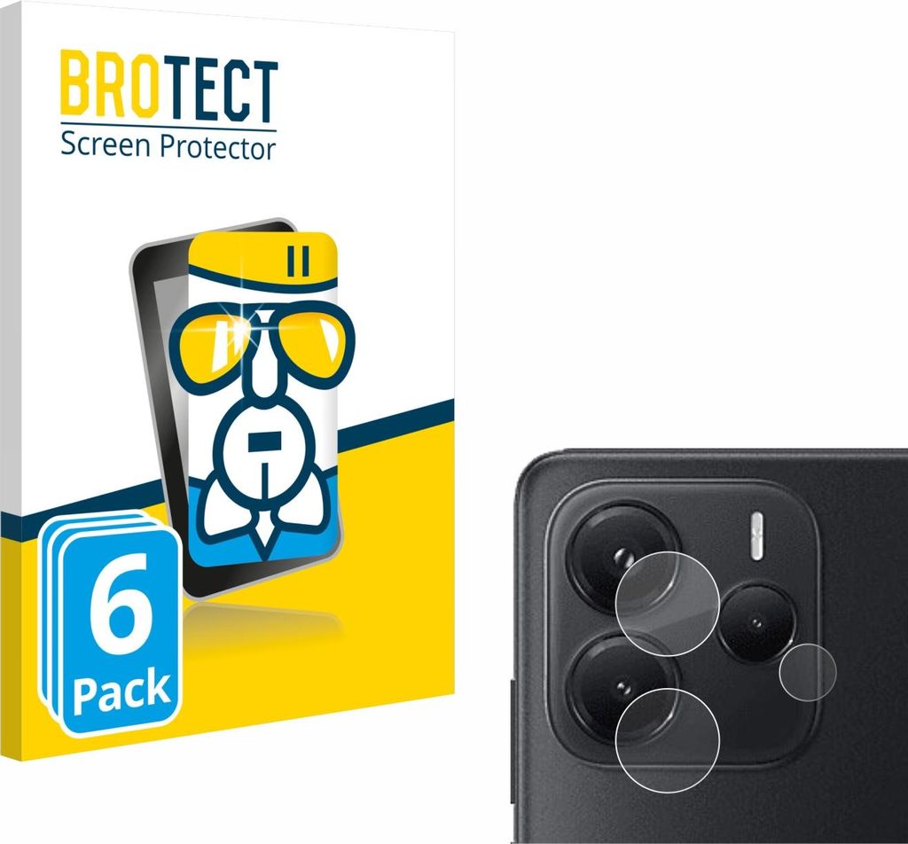 6x BROTECT Schutzglas für Xiaomi Redmi Note 14 4G (NUR Kameraschutz) Schutzfolie Panzer Folie Glas Display Schutz klar