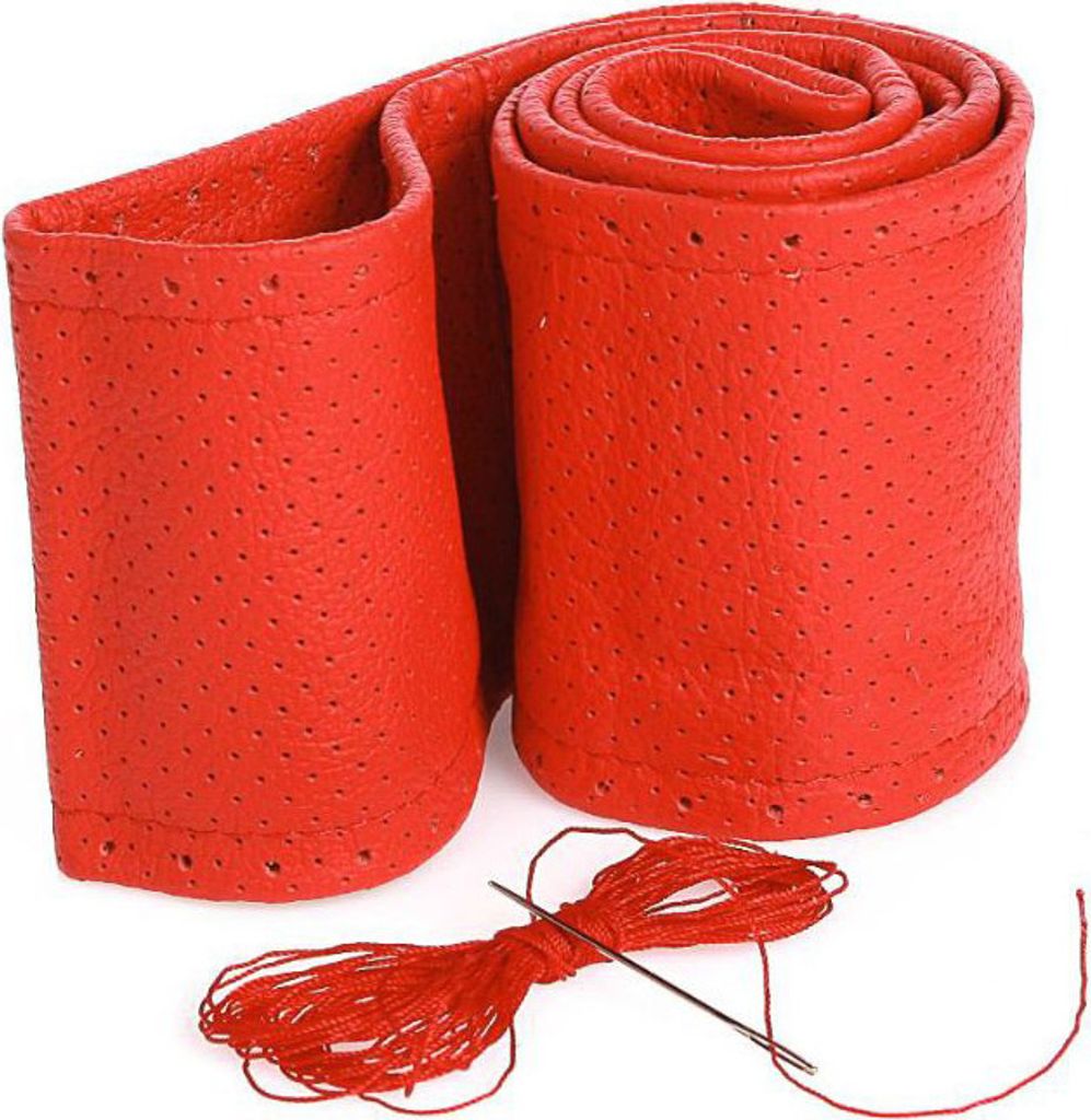 Lenkradhülle Lenkradbezug Echt Leder Rot Perforiert Ø 37-39 / 9,5 cm Neu