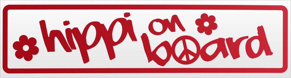 Kiwistar Hippi on Board Magnetschild Schild magnetisch - 45cm Rot - reflektierend - Magnetfolie für Auto PKW Kfz