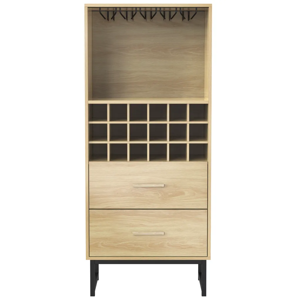 Buffet Armoire à Vin 18 Compartiments Style Industriel Bois et Noir - 2