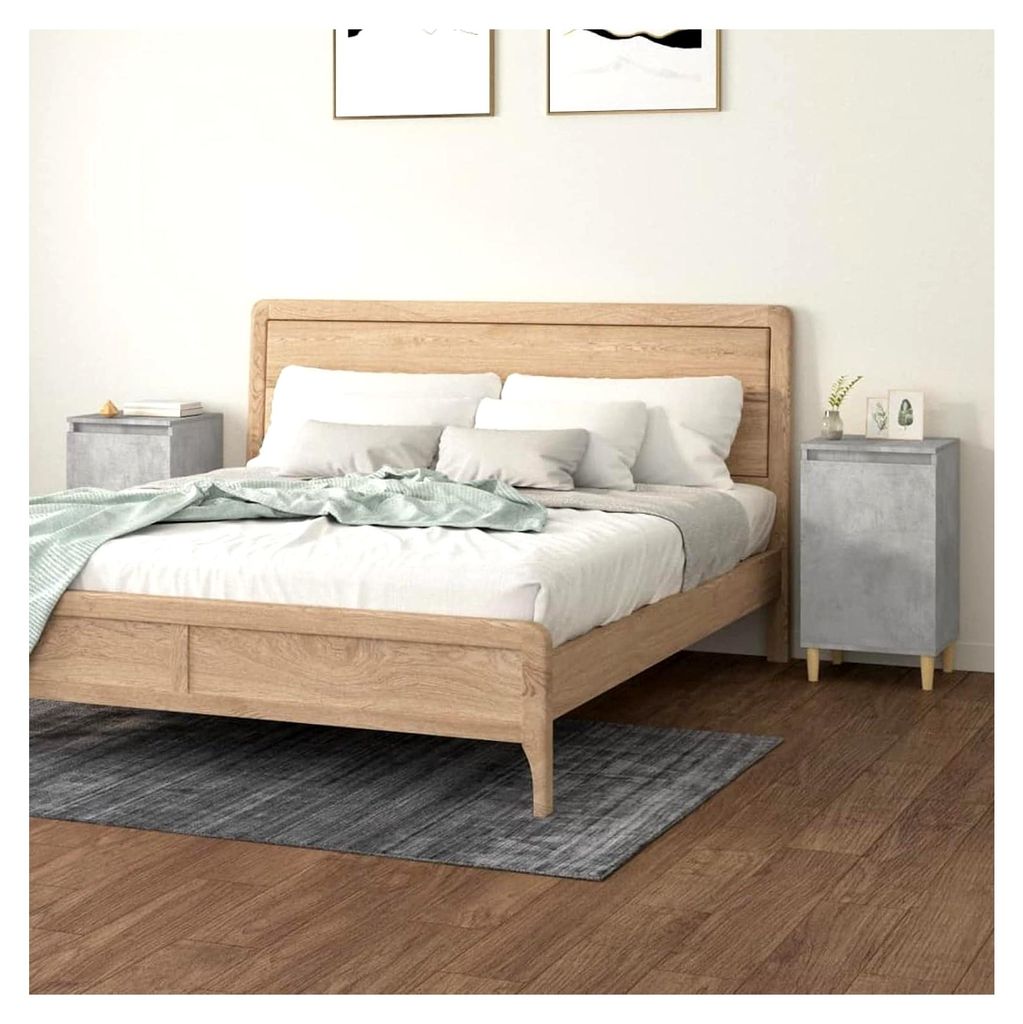 Nachttische 2 Stück Nachtschrank, Nachtkästchen, Beistelltisch, Schlafzimmermöbel, Betongrau 40x35x70 cm Holzwerkstoff