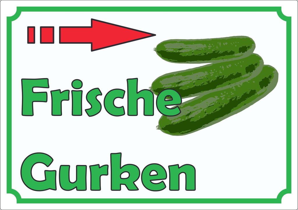 Frische Gurken Werbeaufkleber Aufkleber mit Pfeil nach rechts A8 (52x74mm)