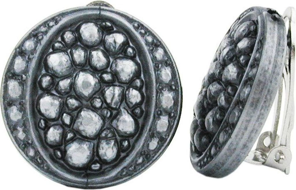 Clip Ohrring 22mm Scheibe Mosaik silbergrau Produktbild 