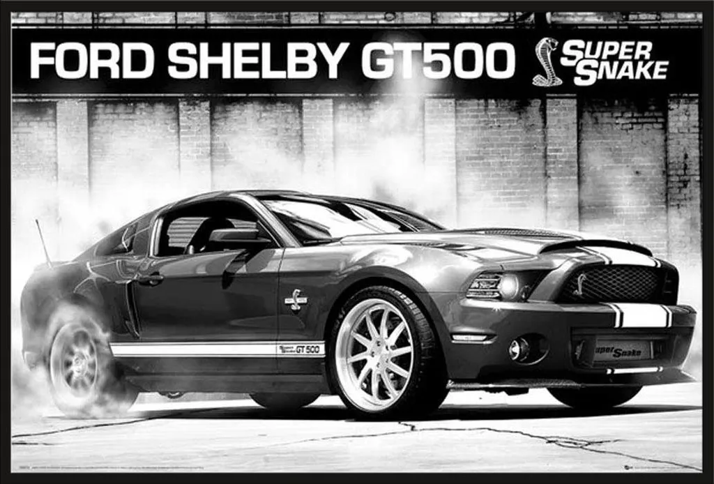 Tableau Mural Ford Shelby GT500 Supersnake Encadré sous Vitre Acrylique