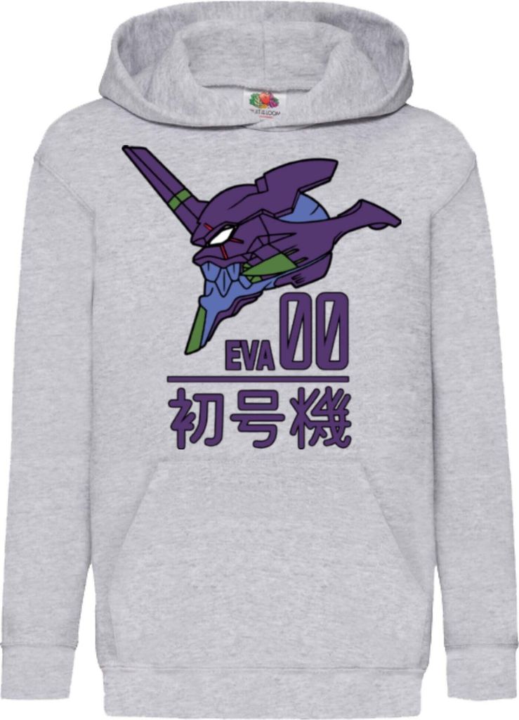 Kinder Kapuzenpullover Neon Anime Genesis Manga Evangelion Eva Unit 0000, 5-6 Jahr - 116 / Grau