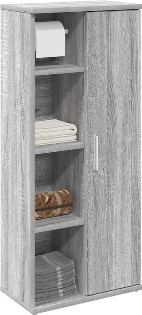 Mobile Bagno Salvaspazio Grigio Sonoma 39x22x90 cm con Ruote Cloris