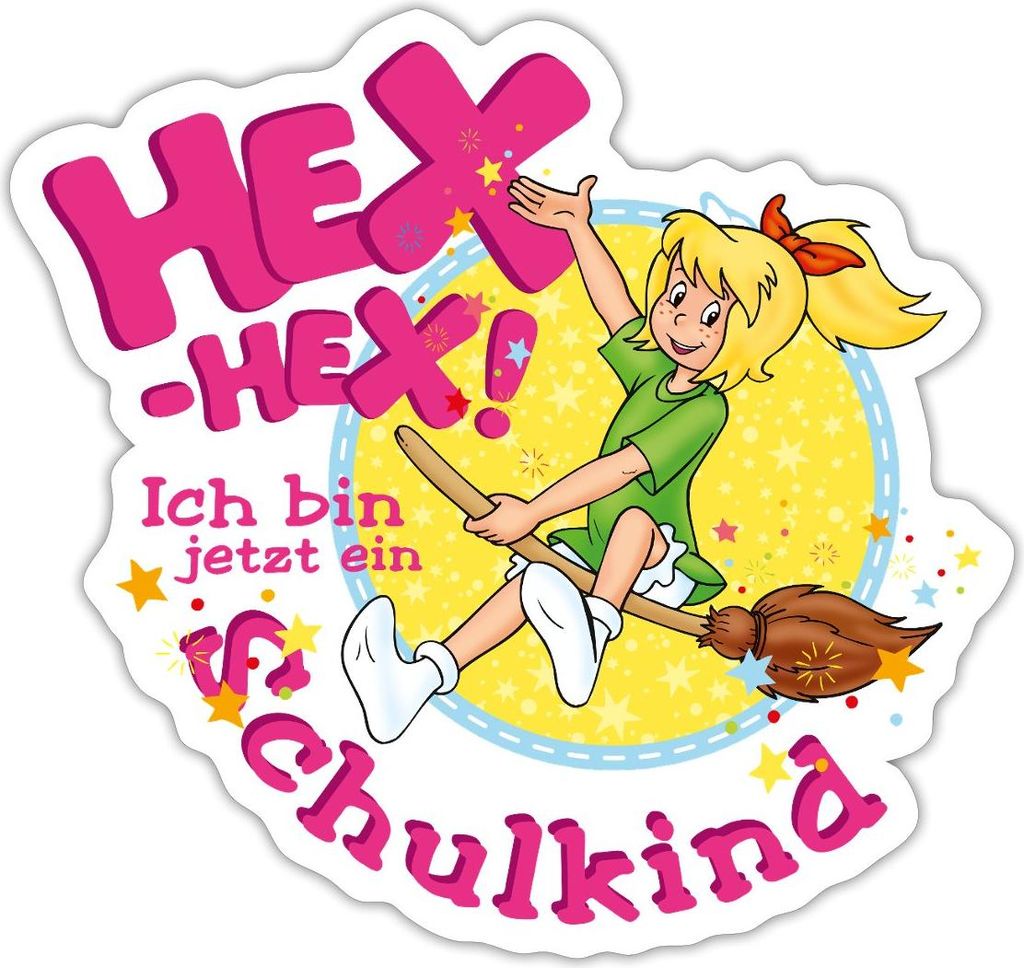 Spreadshirt Bibi Blocksberg Ich Bin Jetzt Ein Schulkind Sticker Aufkleber, 10 x 10 cm, Mattweiß