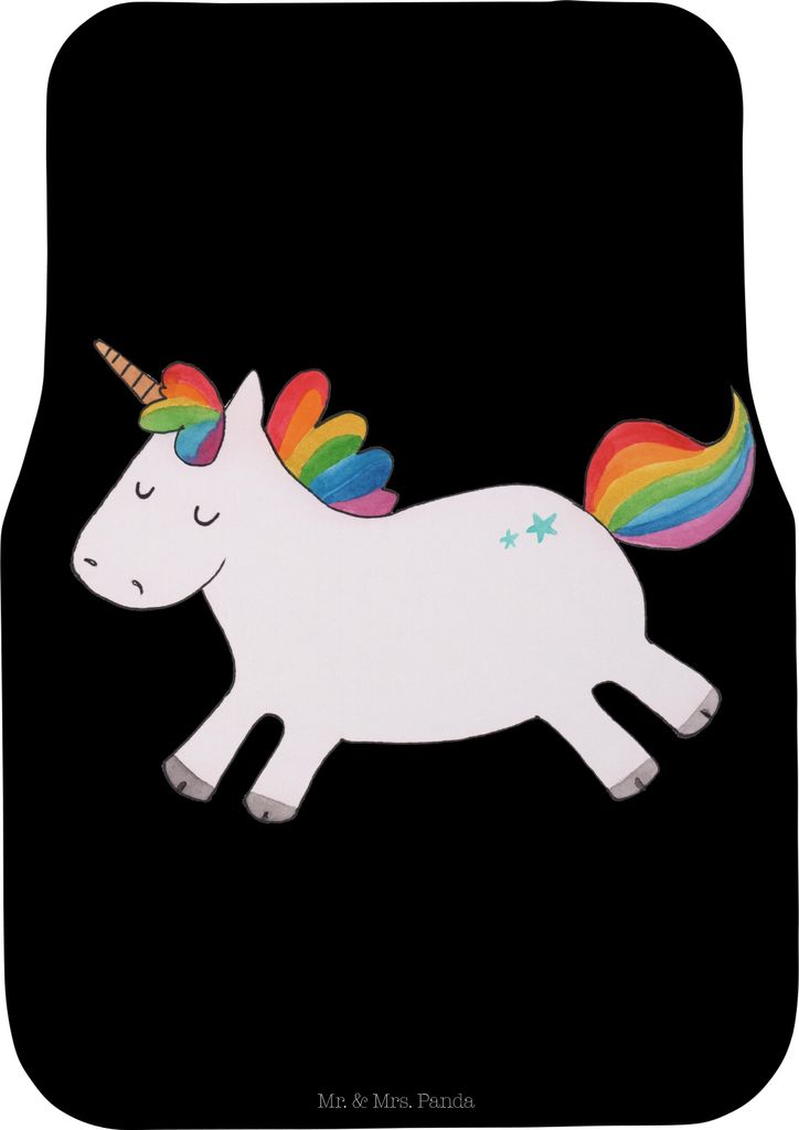 Mr. & Mrs. Panda Automatte Einhorn Happy - Schwarz - Geschenk, Freude, Auto-Fußmatte, Fahrzeugteppich, Fußmatte Auto, Einhörner, Lachen, Fürs, ...