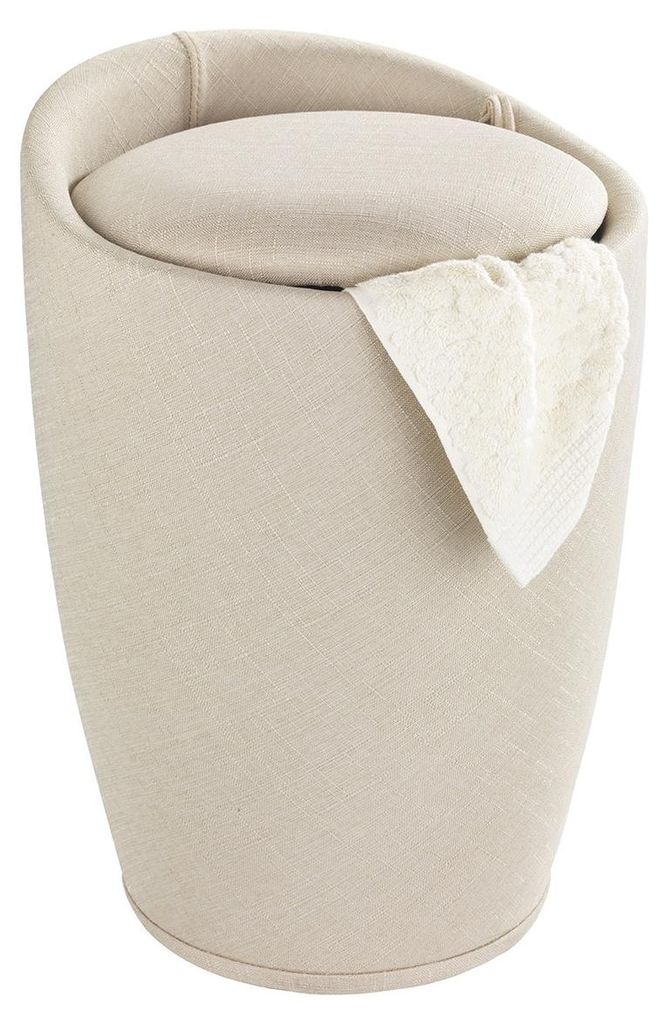 WENKO Hocker Mod. Candy Beige Leinenoptik, mit Wäschesack, Produktbild 