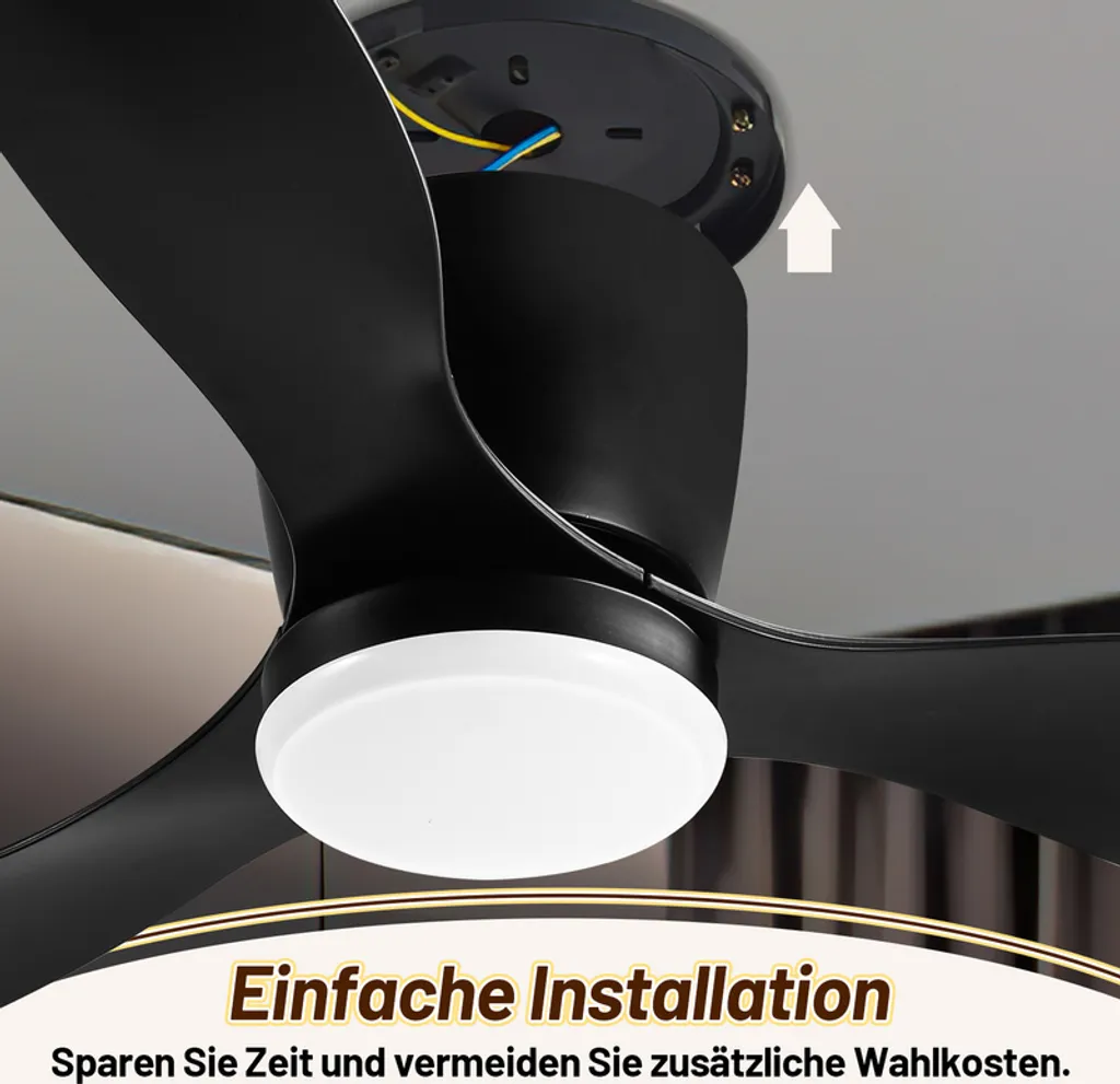 Ventilatore da Soffitto Clanmacy 132CM - LED Dimmerabile con Telecomando - 5