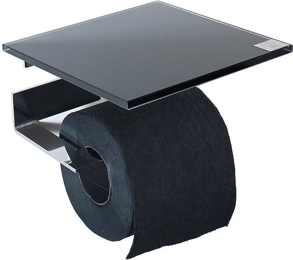 Toilettenrollenhalter aus Edelstahl mit Ablage aus Produktbild 