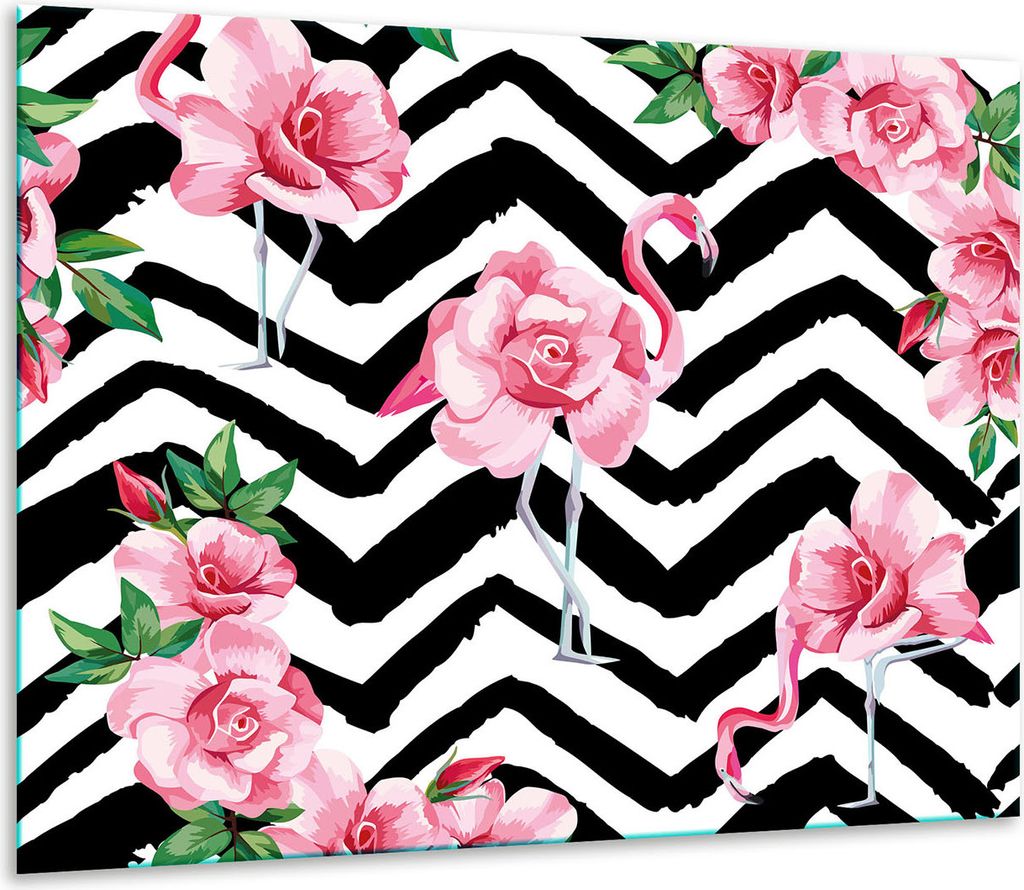 Herdabdeckplatten Glaskeramikkochfeld-Abdeckung Spritzschutz Glas 60x52cm Flamingo