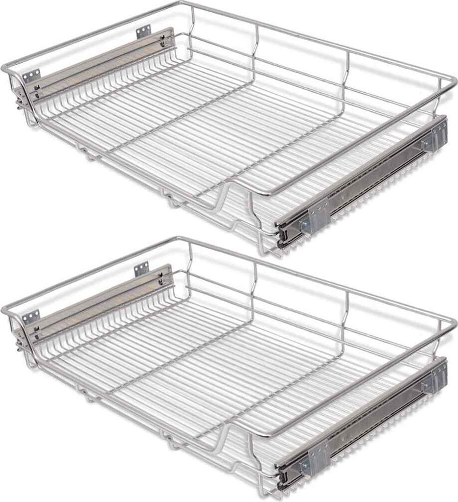 vidaXL Vestavná zásuvka Výsuvný koš 2 ks Stříbrná 800 mm Obrázek produktu 4