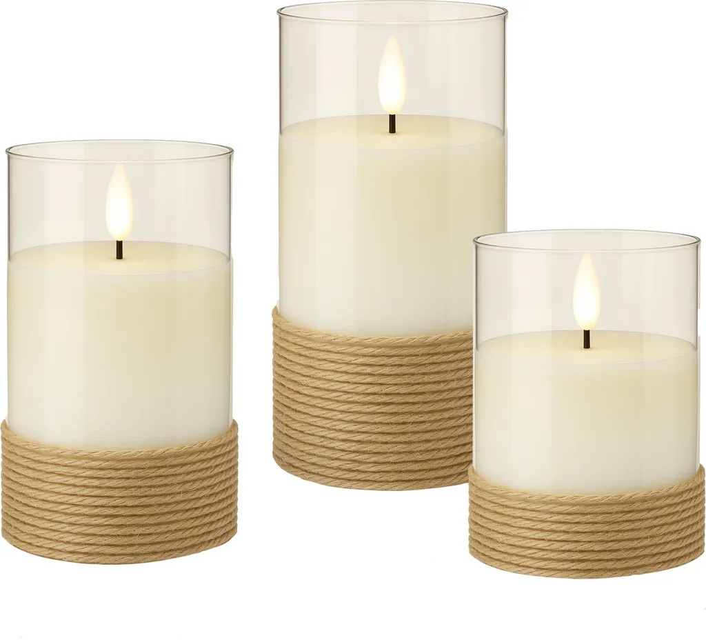 Goobay 77773: 3 Candele LED Vetro e Vera Cera - Risparmio e Durata - 10