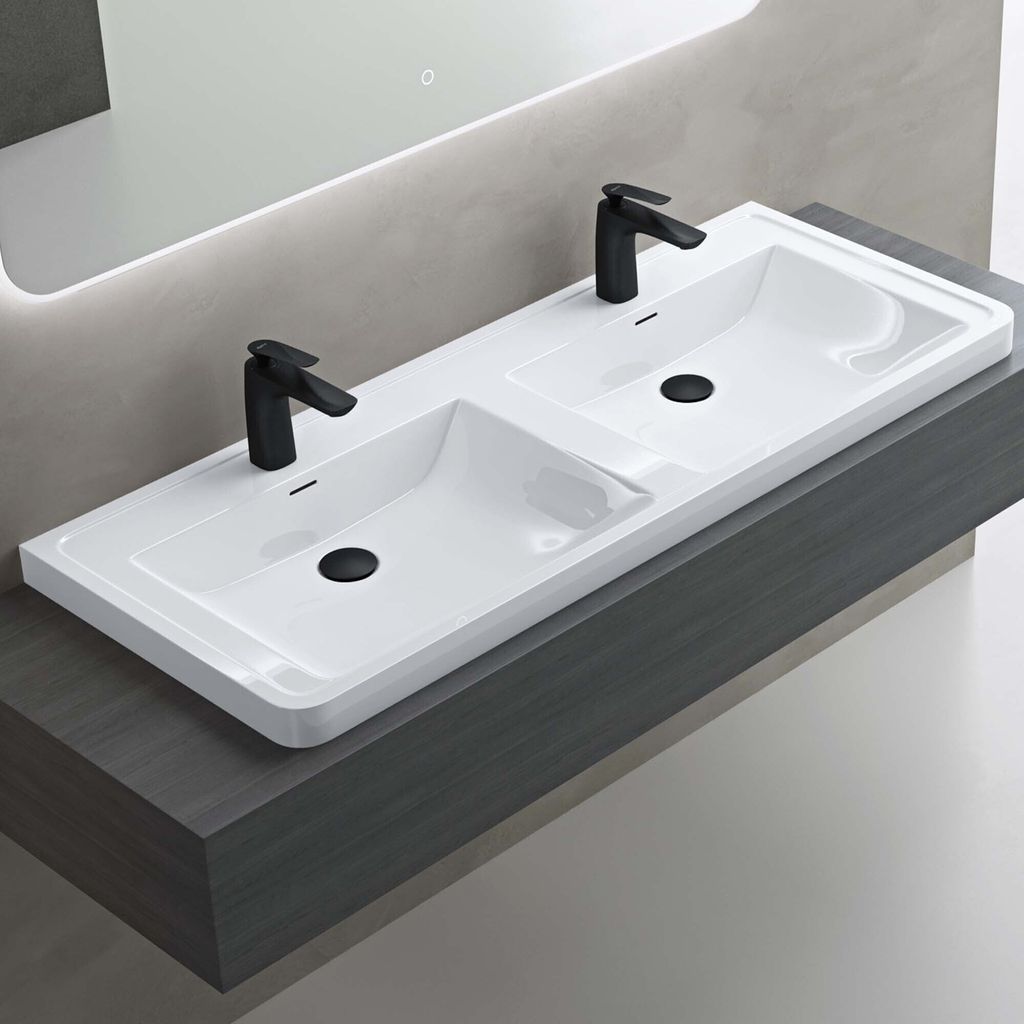 doporro Einbauwaschbecken Doppelwaschbecken Bad BxTxH Produktbild 