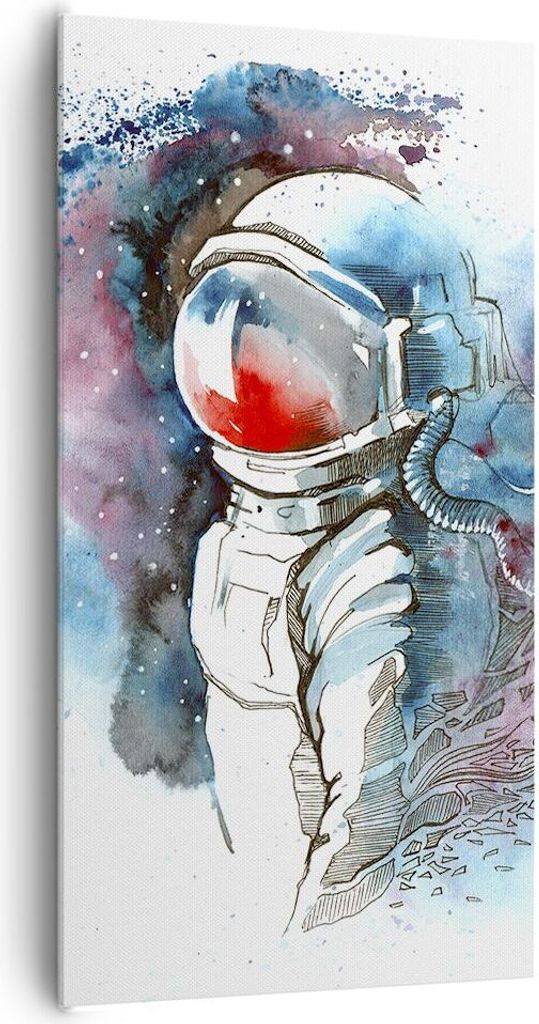 Bild auf Leinwand - Leinwandbild - Astronaut Universum Astronomie Entdecker - 65x120cm - Wand Bild - Wanddeko - Leinwanddruck - Bilder - Kunstdruck...