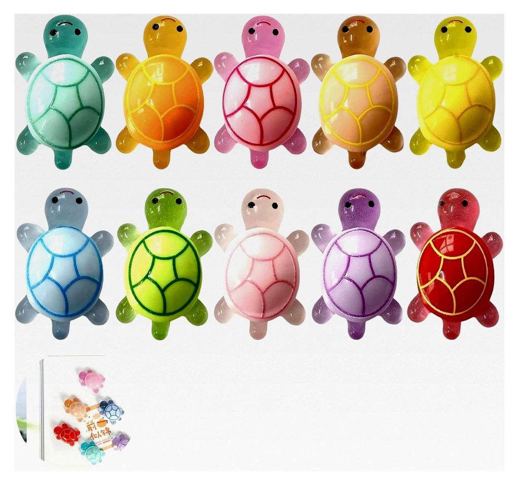 10 Stück Leuchtende Mini-Schildkröten Figuren aus Harz, Kleine Schildkröten, Harztiere zum Verstecken, DIY Mikro Landschaftsszenen, für Gartend...