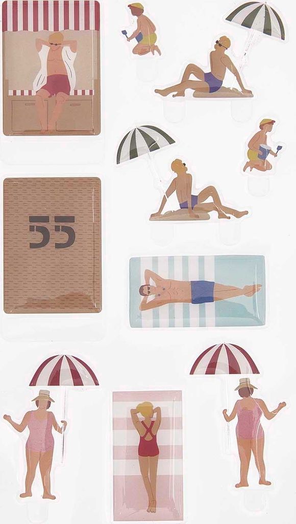 Rico Design Gel Sticker FIGURICO 3D Aufkleber Set für kreative Bastelprojekte Strand
