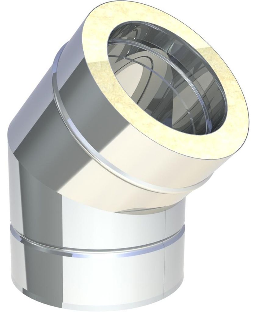 Jeremias DW-FU Edelstahl Abgassystem 300mm Winkel konfigurierbar 1-44 Grad doppelwandig für Öl Gas Festbrennstoffe