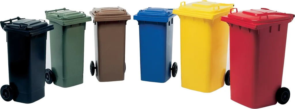 Conteneur à déchets 120L brun en PE basse pression avec roues d.200mm