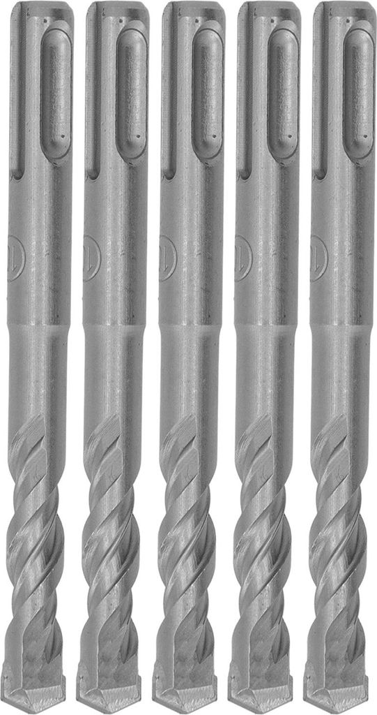 5-teiliger Bohrhammer-Bohrer mit Hartmetallspitze, spiralförmig, 2 Schneiden, Schlagbohrer für Ziegel und Stein, 110 mm, 10 mm/0,40 Zoll öffnung...