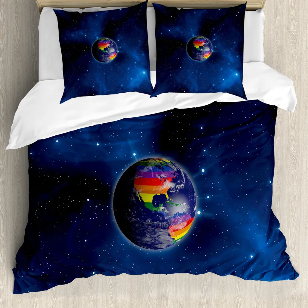ABAKUHAUS Stolz Copripiumino, colori LGBT, antiacaro, adatto a chi soffre di allergie, con federe, 200 cm x 200 cm - 80 x 80 cm, blu scuro