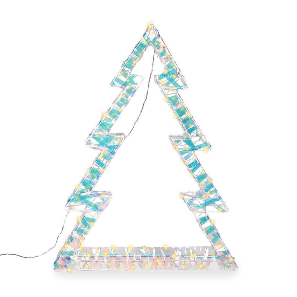 Weihnachtsdeko Tanne H63xB46xT6 cm holografisches Band 240 LED warmweiß Timer-Funktion Innen & Außen