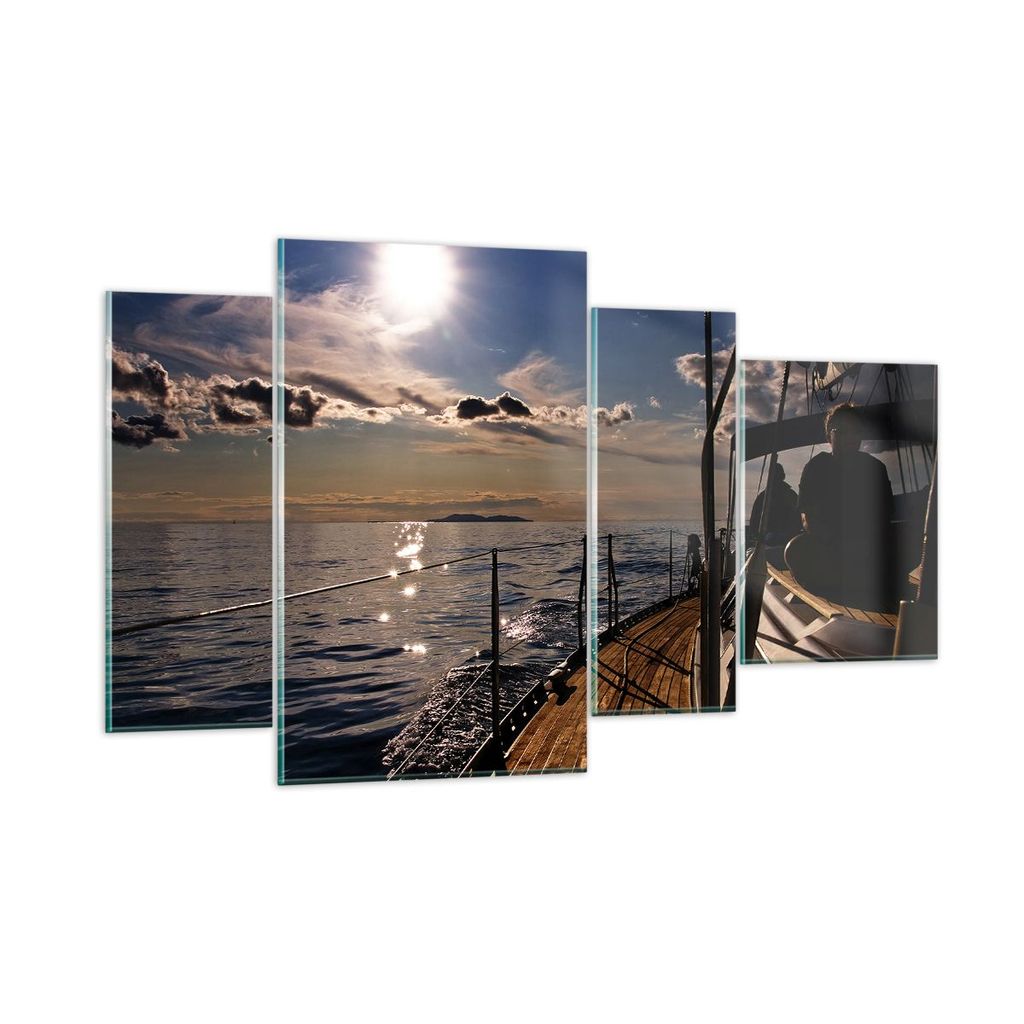 Bilder auf glas - Kroatien Yacht Segeln Segelboot - 120x70cm - Glasbilder - Wandbilder - Kunstdruck - zum Aufhängen bereit - Wanddekoration aus Gl...