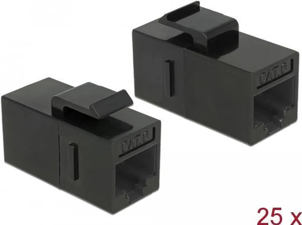 Fornitura 25x Delock 86629 Keystone Cat.6 RJ45 - Nero Professionale