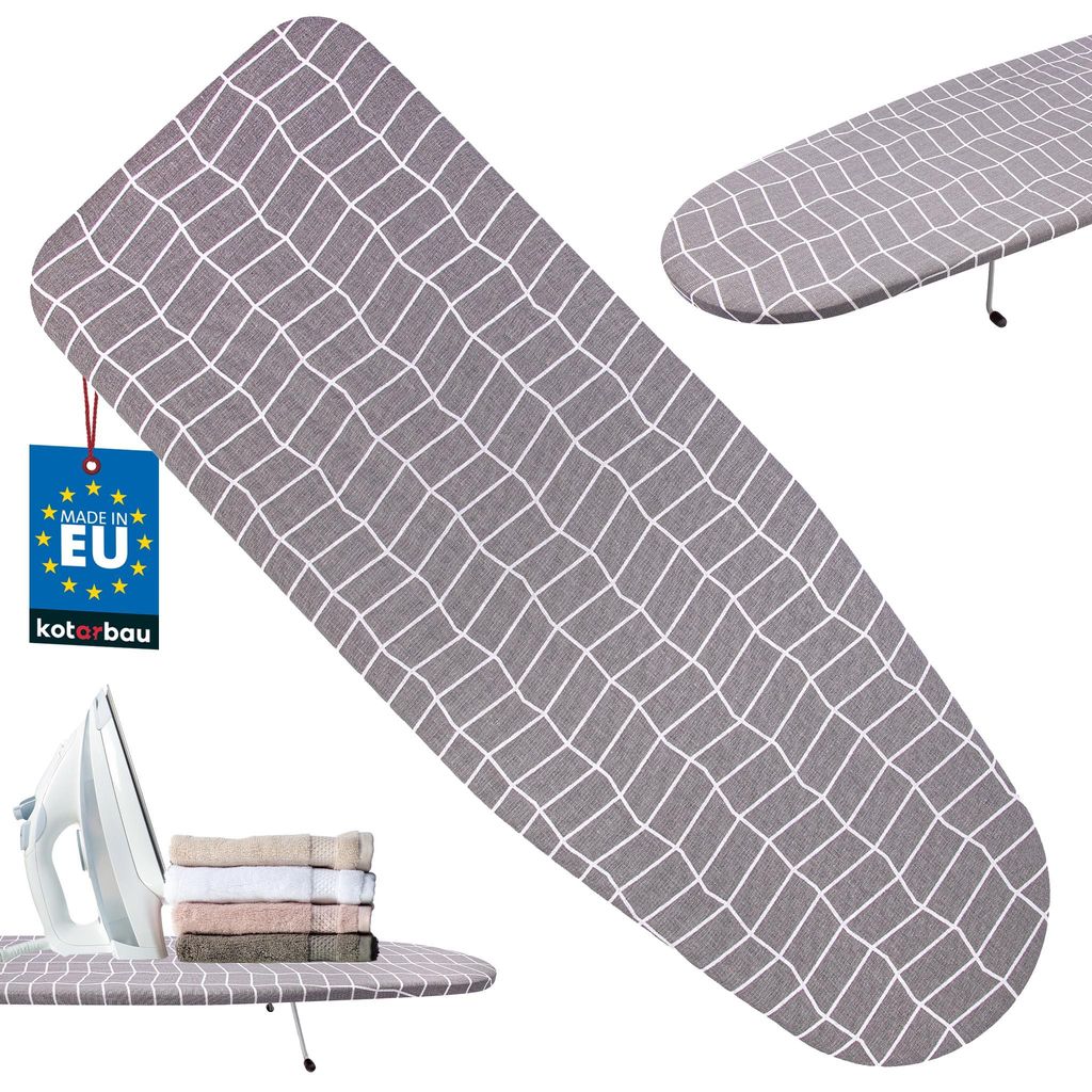 KOTARBAU Bügelbrett Tisch Tischbügelbrett Klein Reisebügelbrett 75 x 27 cm Kleines Bügelbrett Schutzhülle Graues Karomuster