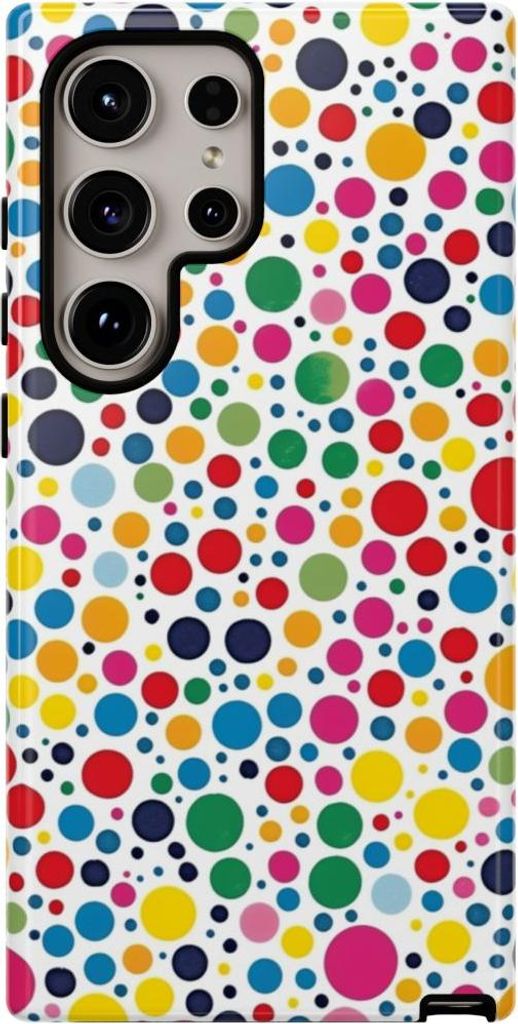Bunte Tupfen auf Weiß – Hülle Kompatibel mit Samsung Galaxy S24 Ultra