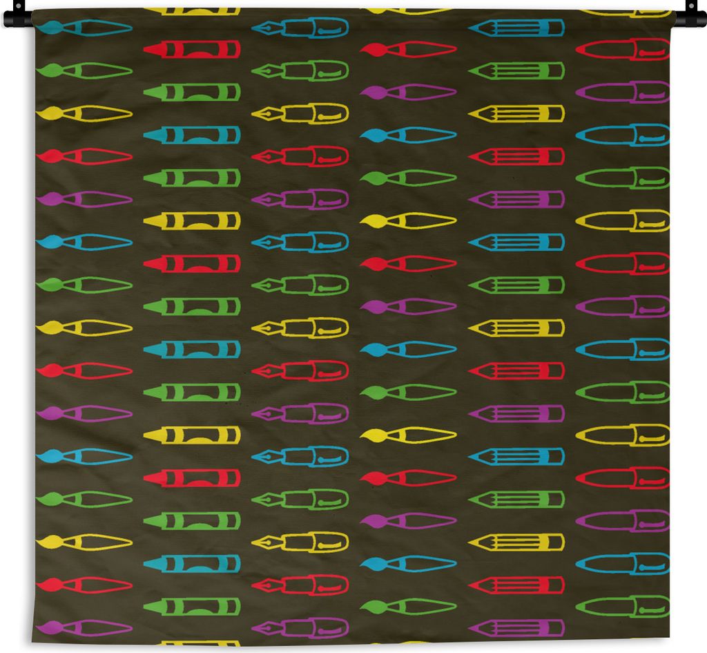 MuchoWow Wandteppich Wandbehang Bleistifte - Muster - Bleistift - Regenbogen 60x60 cm Tapisserie Dekoration Wandtuch - Dekorationen - Wand Decke