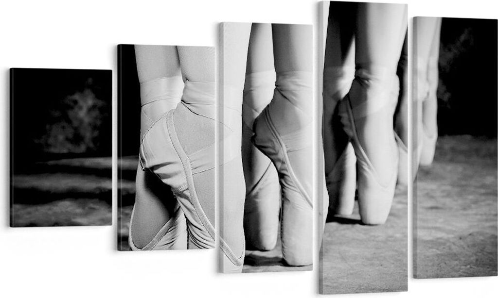 Bild auf Leinwand - Leinwandbild - 5 Teile - Ballettschuhe Füße Tanz - 100x60cm - Wand Bild - Wanddeko - Wandbilder - Leinwanddruck - Bilder - Wa...