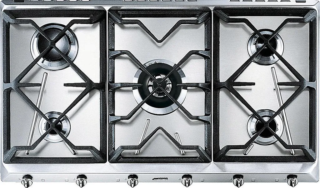 Plaque de cuisson gaz Smeg SRV596GH5 5 feux en acier inox brossé 70 cm