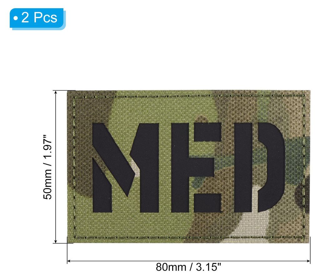 Reflektierender MED Aufn?her 2x3" 2Stk IR Infrarot EMS EMT Haken und Schleife Verschluss Applikation Abzeichen fš¹r Kleidung Rucksack tarnung