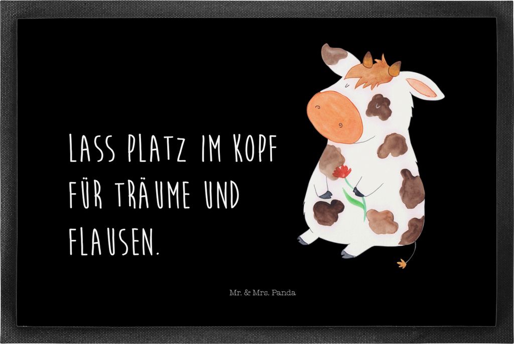 Mr. & Mrs. Panda Schmutzmatte Kuh 50 x 75 cm - Schwarz - Geschenk, bodenmatte, Spruch, Hof, Gummimatte, Schmutzfangteppich, Schmutzfangmatte, fußm...