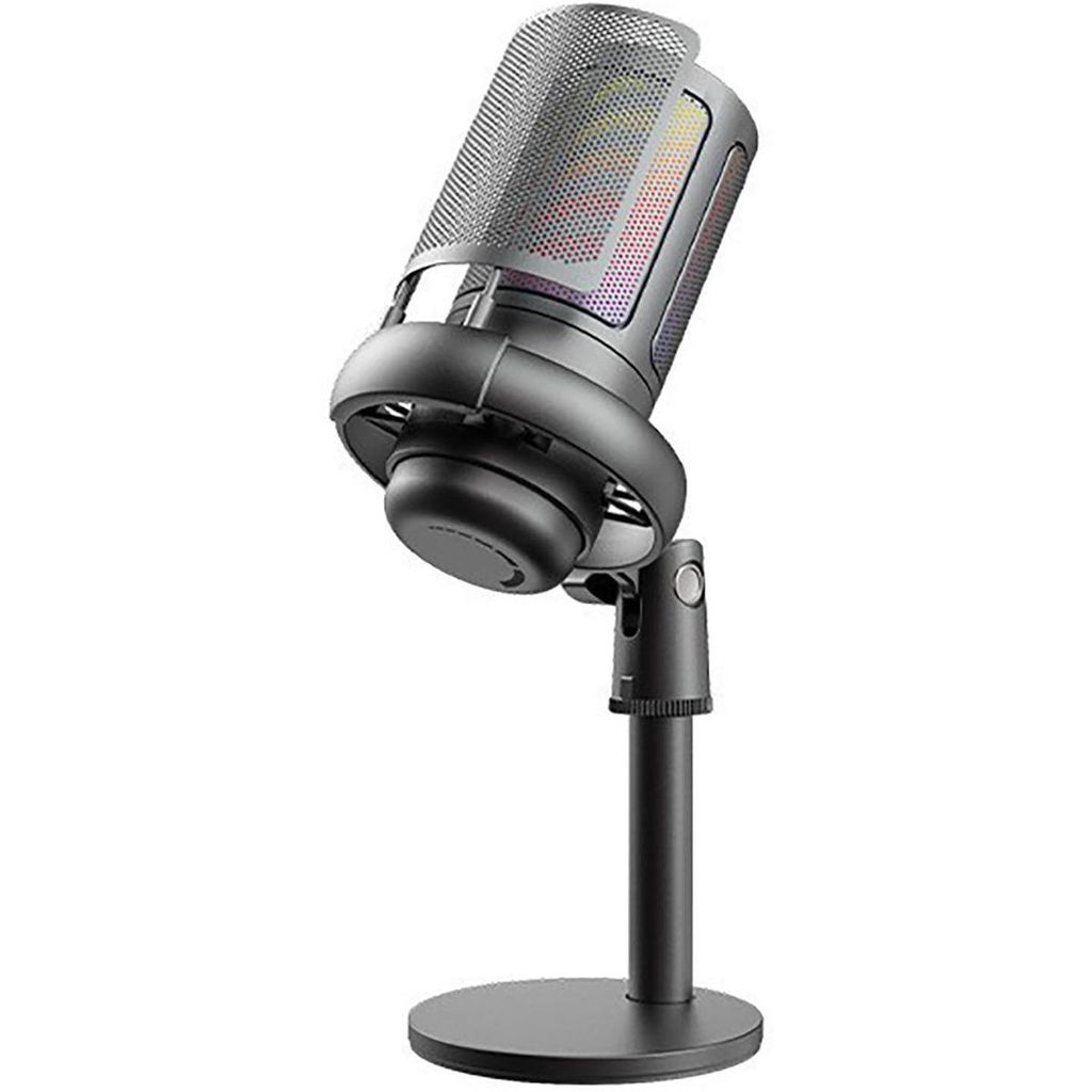 RGB Gaming USB Mikrofon für PC – Kondensatormikrofon mit Stummschalttaste für Streaming, Podcast & Aufnahme, Studio Mikrofon, Schwarz