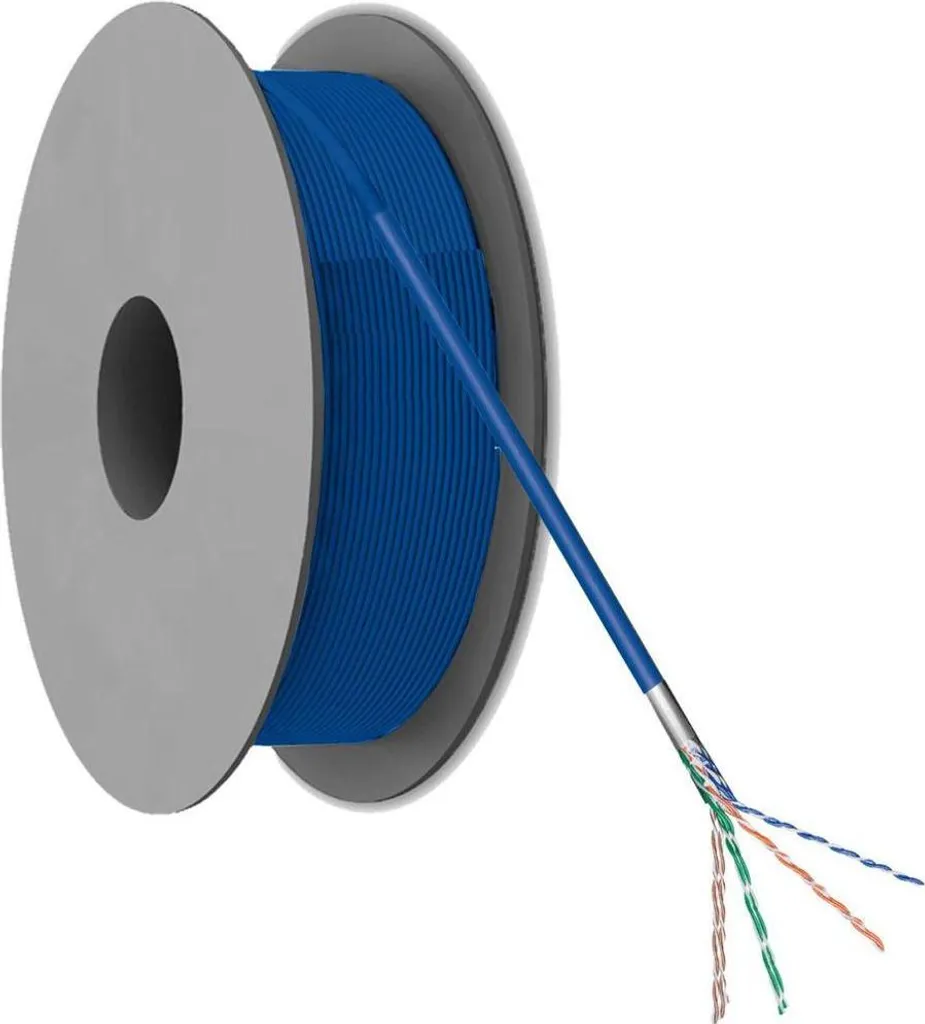 Câble réseau 100m Cat5e bleu Allteq pour installation internet et Wi-Fi