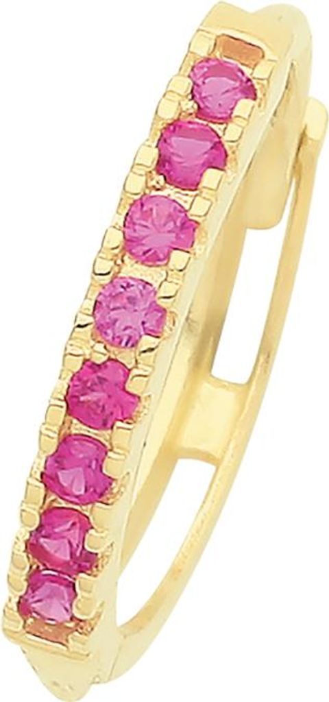 Wunderschöne 9 Karat (375) Gold Damen - Einzel Knorpel Creole mit Zirkonia - 12mm*2mm; TRS35091