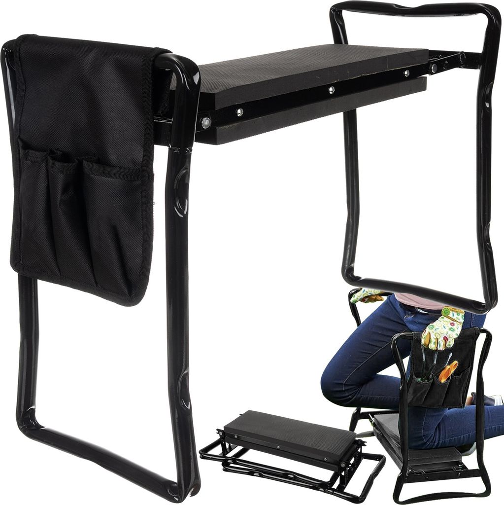 Kniebank für Garten 3 in 1 Kniekissen Klapphocker Werkzeug-Organizer Verstellbar Eisen EVA-Schaum Gartenarbeiten Heimwerkerarbeiten Hausarbeiten 2...