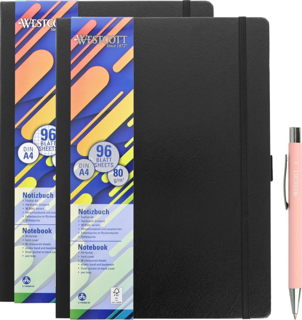 Westcott Notizbuch DIN A4 kariert (2er-Set) inlk. PRIMESOFT Produktbild 