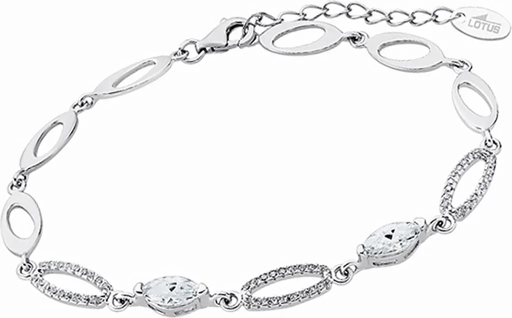 Bracelet Jonc Ovale pour Femme en Argent Rhodié et Pierres Brillantes