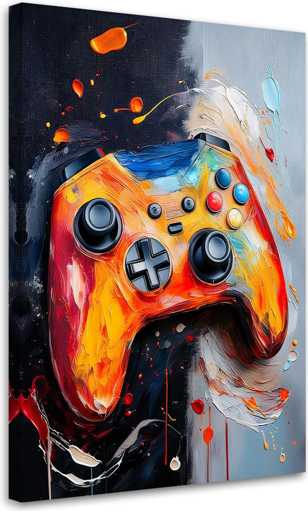 Leinwandbild Gaming-Controller Konsole 40x60 Feeby Bunt bild für die wand bereit zum aufhängen